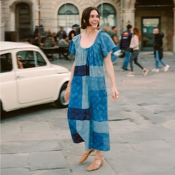 NWT Christy Dawn The Ambre Dress - Indigo Blues - Size Medium - Organic Cotton - Picture 2 of 16